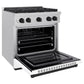 ZLINE Autograph 30" 4.2 cu. ft. Paramount Gas Range with 4 Burner Cooktop and Convection Gas Oven in Satin Stainless Steel with White Matte Door and Matte Black Accents, SGRSZ-WM-30-MB