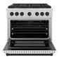 ZLINE Autograph 36" 5.2 cu. ft. Paramount Gas Range with 6 Burner Cooktop and Convection Gas Oven in Satin Stainless Steel with White Matte Door and Matte Black Accents, SGRSZ-WM-36-MB