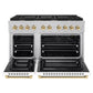 ZLINE Autograph 48" 6.7 cu. ft. Paramount Double Oven Gas Range with 8 Burner Cooktop in Satin Stainless Steel with White Matte Doors and Polished Gold Accents, SGRSZ-WM-48-G