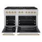 ZLINE Autograph Package - 48 In. Gas Range and Range Hood in Satin Stainless Steel with White Matte Door and Gold Accents, 2AKPR-RGSWMRH48-G