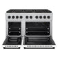 ZLINE Autograph 48" 6.7 cu. ft. Paramount Double Oven Gas Range with 8 Burner Cooktop in Satin Stainless Steel with White Matte Doors and Matte Black Accents, SGRSZ-WM-48-MB