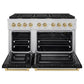 ZLINE Autograph 48" 6.7 cu. ft. Paramount Double Oven Dual Fuel Range with 8 Burners with Black Matte Doors and Champagne Bronze Accents, SDRZ-BLM-48-CB