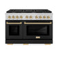 ZLINE Autograph 48" 6.7 cu. ft. Paramount Double Oven Gas Range in Stainless Steel with Black Matte Doors and Gold Accents, SGRZ-BLM-48-G
