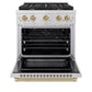 ZLINE Autograph 30" 4.2 cu. ft. Paramount Dual Fuel Range with 4 Burners in Stainless Steel with Champagne Bronze Accents, SDRZ-30-CB