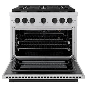 ZLINE Autograph 36" 5.2 cu. ft. Paramount Dual Fuel Range with 6 Burners in Stainless Steel with Matte Black Accents, SDRZ-36-MB