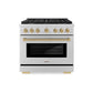 ZLINE Autograph 36" 5.2 cu. ft. Paramount Gas Range with Convection Gas Oven in Stainless Steel and Bronze Accents, SGRZ-36-CB
