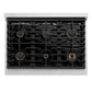 ZLINE Autograph Package - 36 In. Gas Range, Range Hood in Stainless Steel with Champagne Bronze Accents, 2AKP-RGRH36-CB
