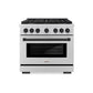 ZLINE Autograph 36" 5.2 cu. ft. Paramount Gas Range with Convection Gas Oven in Stainless Steel and Matte Black Accents, SGRZ-36-MB