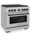 ZLINE Autograph Package - 36 In. Gas Range, Range Hood, Dishwasher in Stainless Steel with Matte Black Accents, 3AKP-RGRHDWM36-MB