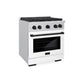 ZLINE Autograph Package - 30 In. Gas Range and Range Hood in Stainless Steel with White Matte Door and Matte Black Accents, 2AKP-RGWMRH30-MB