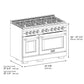 ZLINE Autograph 48" 6.7 cu. ft. Paramount Double Oven Gas Range in Stainless Steel with White Matte Doors and Bronze Accents, SGRZ-WM-48-CB