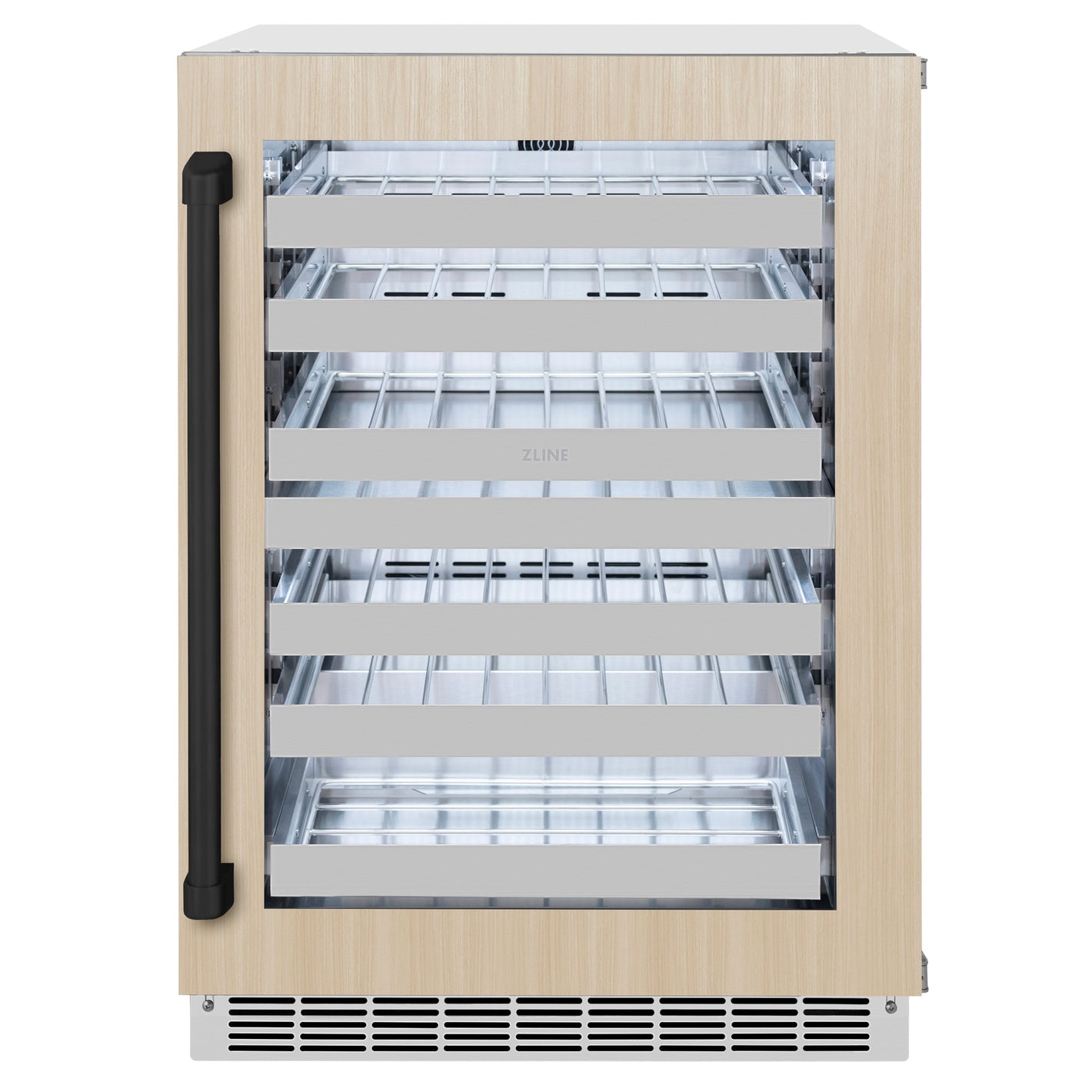 ZLINE Autograph 24" Touchstone Dual Zone 44 Bottle Wine Cooler with Panel Ready Glass Door and Matte Black Handle,  RWDPOZ-24-MB