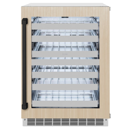ZLINE Autograph 24" Touchstone Dual Zone 44 Bottle Wine Cooler with Panel Ready Glass Door and Matte Black Handle,  RWDPOZ-24-MB