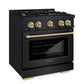 ZLINE Autograph 30" 4.2 cu. ft. Select Dual Fuel Range with 4 Burners in Black Stainless Steel with Champagne Bronze Accents, HDRBZ-30-CB