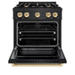 ZLINE Autograph 30" 4.2 cu. ft. Select Dual Fuel Range with 4 Burners in Black Stainless Steel with Polished Gold Accents, HDRBZ-30-G