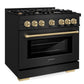 ZLINE Autograph 36" 5.2 cu. ft. Select Gas Range with 6 Burners in Black Stainless Steel and Champagne Bronze Accents, HGRBZ-36-CB