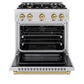 ZLINE Autograph 30" 4.2 cu. ft. Select Dual Fuel Range with 4 Burner Gas Cooktop and Electric Convection Oven in Satin Stainless Steel with Champagne Bronze Accents, HDRSZ-30-CB