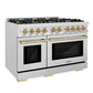 ZLINE Autograph 48" 6.7 cu. ft. Select Double Oven Dual Fuel Range with 8 Burner Gas Cooktop in Satin Stainless Steel and Champagne Bronze Accents, HDRSZ-48-CB
