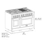ZLINE Autograph 48" 6.7 cu. ft. Select Double Oven Dual Fuel Range with 8 Burner Gas Cooktop in Satin Stainless Steel and Polished Gold Accents, HDRSZ-48-G