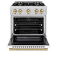 ZLINE Autograph 30" 4.2 cu. ft. Select Dual Fuel Range with 4 Burner Gas Cooktop and Electric Convection Oven in Satin Stainless Steel with White Matte Door and Champagne Bronze Accents, HDRSZ-WM-30-CB