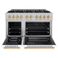 ZLINE Autograph 48" 6.7 cu. ft. Select Double Oven Gas Range with 8 Burner Cooktop in Satin Stainless Steel with White Matte Doors and Polished Gold Accents, HGRSZ-WM-48-G
