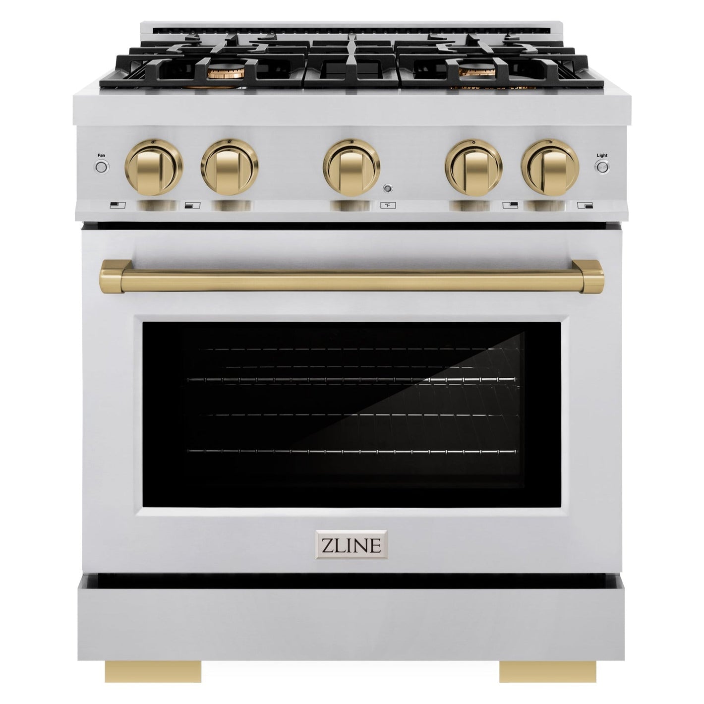 ZLINE Autograph 30" 4.2 cu. ft. Select Dual Fuel Range with 4 Burners in Stainless Steel with Champagne Bronze Accents, HDRZ-30-CB