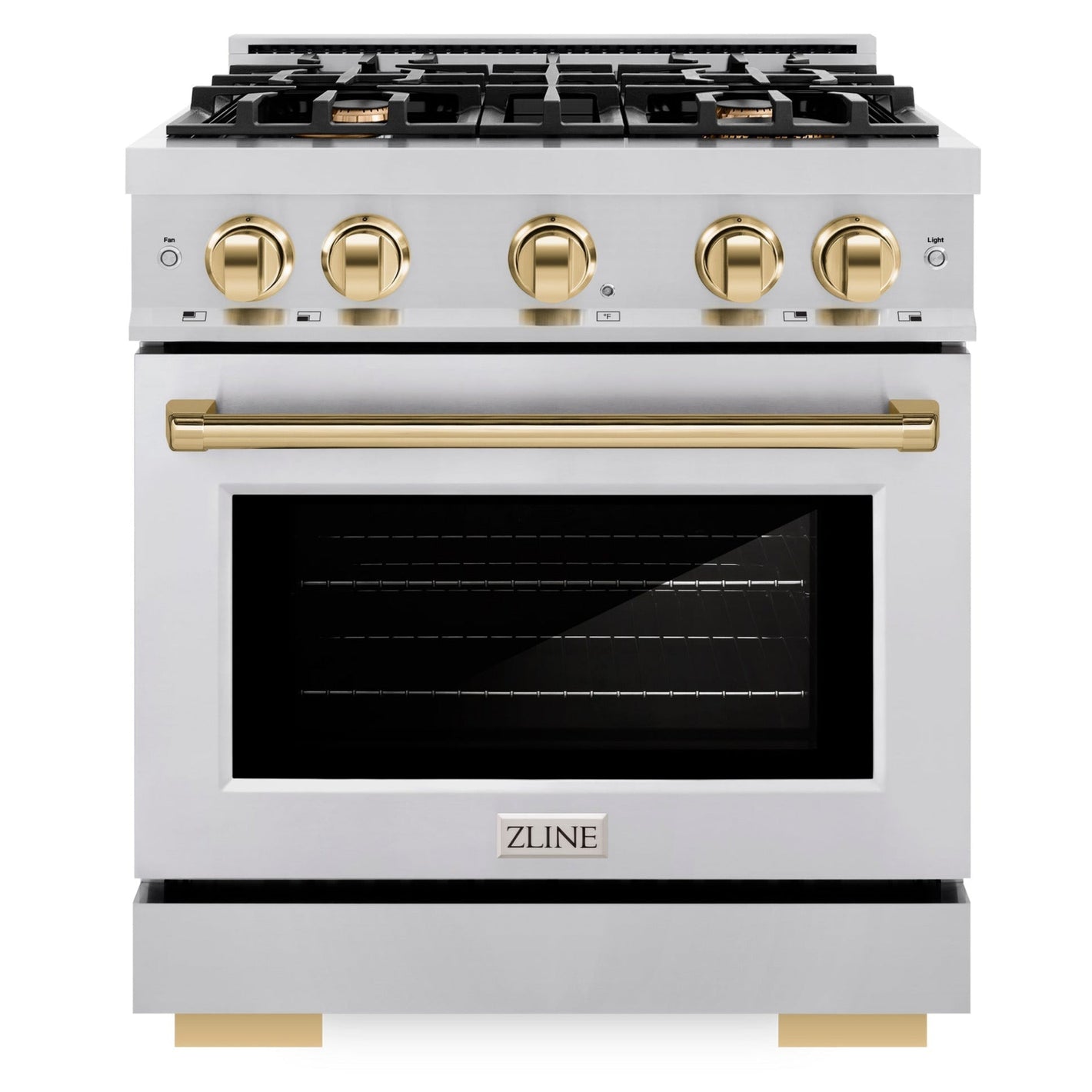 ZLINE Autograph 30" 4.2 cu. ft. Select Dual Fuel Range with 4 Burners in Stainless Steel with Polished Gold Accents, HDRZ-30-G