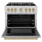 ZLINE Autograph 36" 5.2 cu. ft. Select Dual Fuel Range with 6 Burners in Stainless Steel with Champagne Bronze Accents, HDRZ-36-CB
