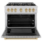 ZLINE Autograph 36" 5.2 cu. ft. Select Dual Fuel Range with 6 Burners in Stainless Steel with Polished Gold Accents, HDRZ-36-G