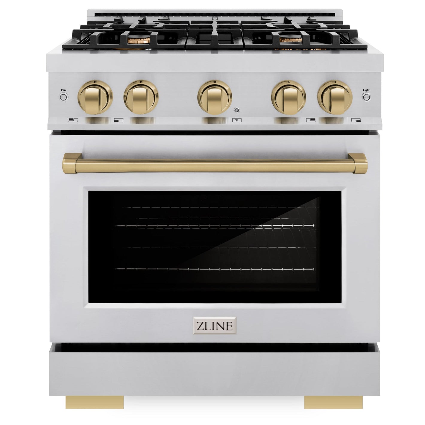 ZLINE Autograph 30" 4.2 cu. ft. Select Gas Range with 4 Burners in Stainless Steel and Champagne Bronze Accents, HGRZ-30-CB