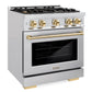 ZLINE Autograph 30" 4.2 cu. ft. Select Gas Range with 4 Burners in Stainless Steel and Polished Gold Accents, HGRZ-30-G
