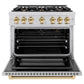 ZLINE Autograph 36" 5.2 cu. ft. Select Gas Range with 6 Burners in Stainless Steel and Polished Gold Accents, HGRZ-36-G