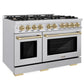 ZLINE Autograph 48" 6.7 cu. ft. Select Double Oven Gas Range with 8 Burners in Stainless Steel and Champagne Bronze Accents, HGRZ-48-CB