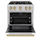 ZLINE Autograph 30" 4.2 cu. ft. Select Dual Fuel Range with 4 Burners in Stainless Steel with White Matte Door and Champagne Bronze Accents, HDRZ-WM-30-CB