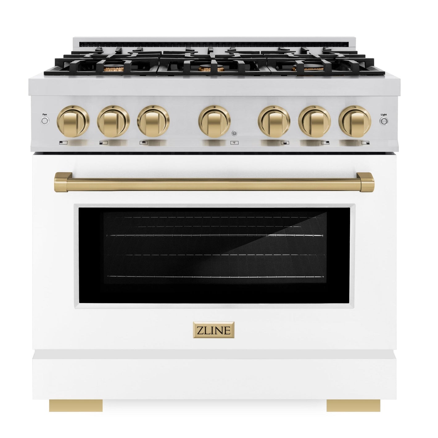 ZLINE Autograph 36" 5.2 cu. ft. Select Dual Fuel Range with 6 Burners in Stainless Steel with White Matte Door and Champagne Bronze Accents, HDRZ-WM-36-CB