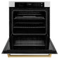 ZLINE 30" Autograph Single Wall Oven with Air Fry and Self-Clean in Stainless Steel and Gold Handle, WASZ-30-G