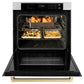 ZLINE 30" Autograph Single Wall Oven with Air Fry and Self-Clean in Stainless Steel with White Matte Door and Champagne Bronze Handle, WASZ-WM-30-CB