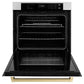 ZLINE 30" Autograph Single Wall Oven with Air Fry and Self-Clean in Stainless Steel with White Matte Door and Champagne Bronze Handle, WASZ-WM-30-CB