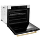 ZLINE 30" Autograph Single Wall Oven with Air Fry and Self-Clean in Stainless Steel with White Matte Door and Champagne Bronze Handle, WASZ-WM-30-CB