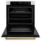 ZLINE 30" Autograph Single Wall Oven with Air Fry and Self-Clean in Stainless Steel with White Matte Door and Gold Handle, WASZ-WM-30-G