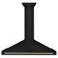 ZLINE Autograph 48" 400 CFM Convertible Wall Mount Range Hood in Black Stainless Steel with Champagne Bronze Handle, BSKB4Z-48-CB