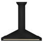 ZLINE Autograph 48" 400 CFM Convertible Wall Mount Range Hood in Black Stainless Steel with Gold Handle, BSKB4Z-48-G