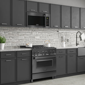 ZLINE 30" 1.5 cu. ft. Over the Range Microwave in Black Stainless Steel with Traditional Handle and Set of 2 Charcoal Filters, MWO-OTRCFH-30-BS