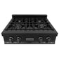 ZLINE Appliance Package - 30" Rangetop, Over The Range Convection Microwave With Modern Handle In Black Stainless Steel, 2KP-RTBOTR30