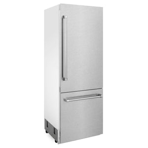 ZLINE 30" 16.1 cu. ft. Built-In Bottom Freezer Refrigerator with Water Dispenser and Ice Maker in Satin Stainless Steel, RBIV-SN-30