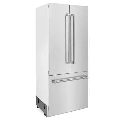ZLINE 36" 19.6 cu. ft. French Door Built-In Bottom Freezer Refrigerator with Water Dispenser and Ice Maker in Satin Stainless Steel, RBIV-SN-36