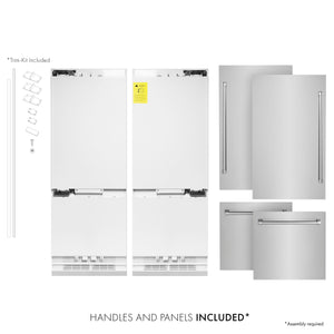 ZLINE 60 In. 32.2 cu. ft. Built-In 4-Door Refrigerator with Internal Water and Ice Dispenser in Stainless Steel, RBIV-304-60