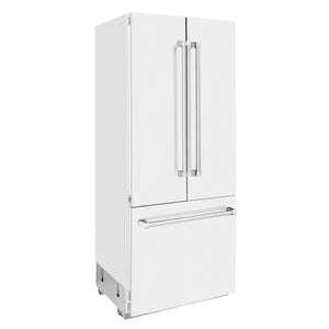 ZLINE 36 In. 19.6 cu. ft. Built-In French Door Refrigerator with Internal Water and Ice Dispenser in White Matte, RBIV-WM-36