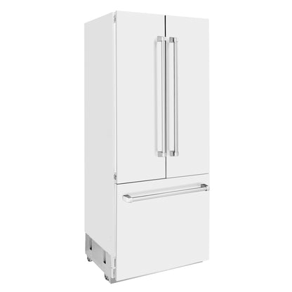 ZLINE 36 In. 19.6 cu. ft. Built-In French Door Refrigerator with Internal Water and Ice Dispenser in White Matte, RBIV-WM-36