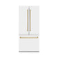 ZLINE 36 In. 19.6 cu. ft. Built-In French Door Refrigerator with Internal Water and Ice Dispenser in White Matte with Bronze Accents, RBIVZ-WM-36-CB